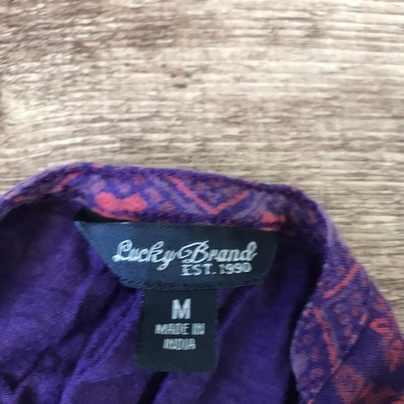 Lucky Brand Pink/Purple V Neck Printed Top - Picture 4 of 5